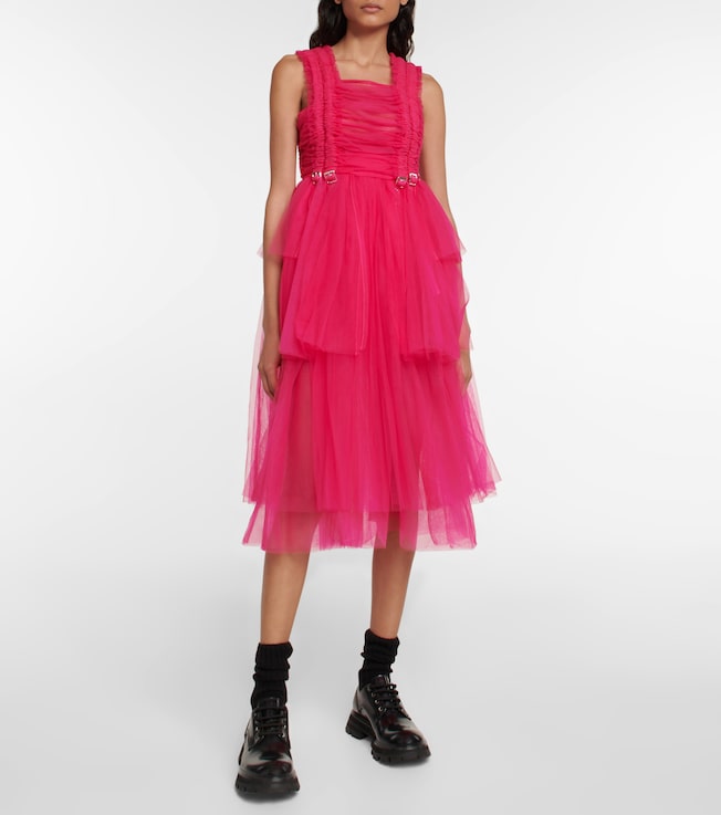 Noir Kei Ninomiya Ruffle-trimmed tulle midi dress