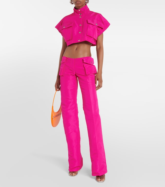 LaQuan Smith Low-rise satin cargo pants