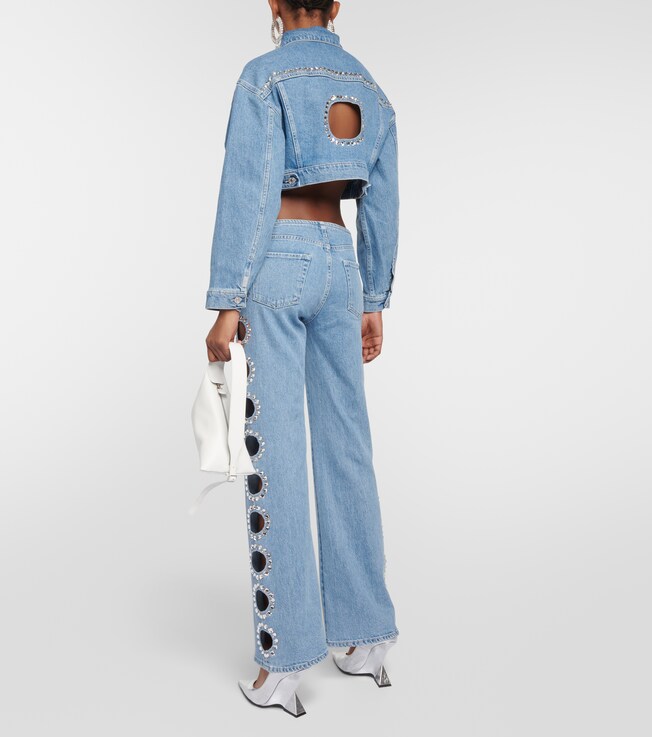 7 For All Mankind 7 For All Mankind Babe embellished cropped denim jacket