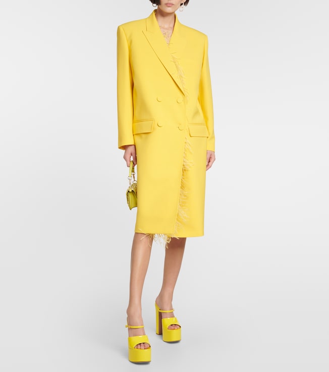 Valentino Feather-trimmed virgin wool coat