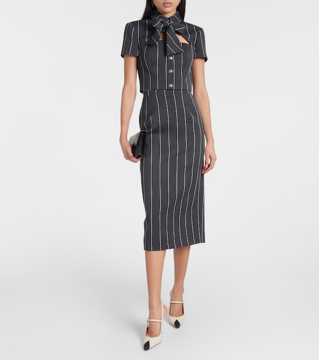 Alessandra Rich Wool-blend bouclé tweed midi skirt