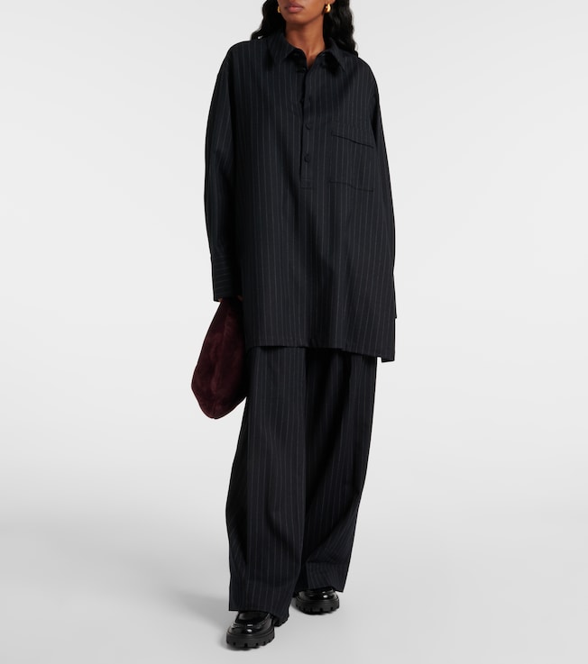 Plan C Pinstripe wool-blend wide-leg pants