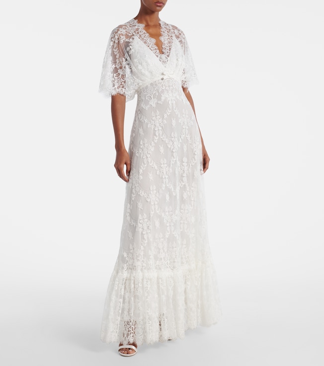 Elie Saab Embroidered cotton-blend lace gown