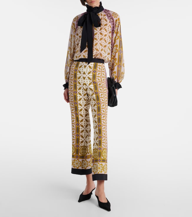 La DoubleJ Cerere printed tie-neck silk blouse