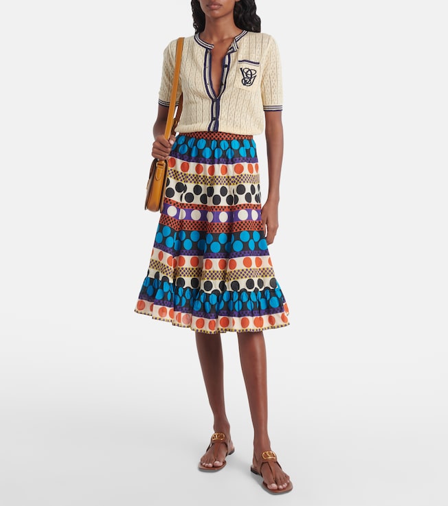 Valentino Printed cotton midi skirt