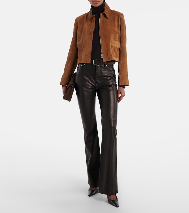 NOUR HAMMOUR Bleeker cropped suede jacket