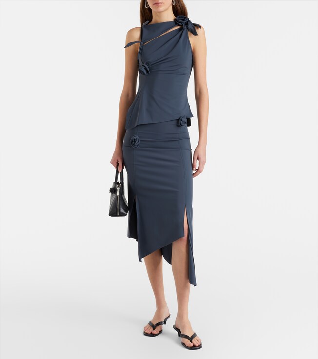 Coperni Floral-appliqué jersey midi skirt