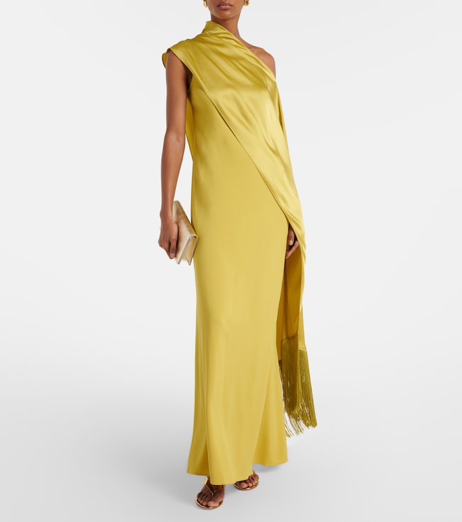 Taller Marmo Berenson one-shoulder crêpe cady gown