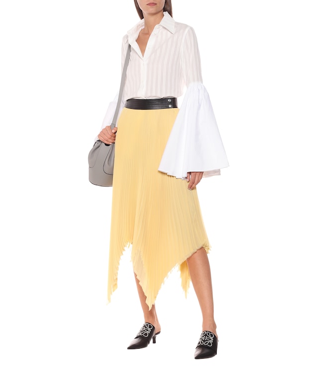 Loewe Pleated georgette asymmetric midi skirt