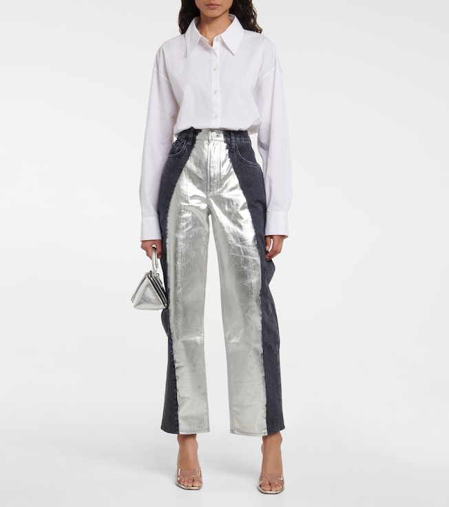 FRAME Pieced mid-rise straight jeans