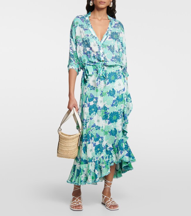 Poupette St Barth Aude floral midi skirt