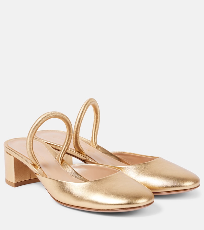 GIANVITO ROSSI Tivoli 45 metallic leather mules