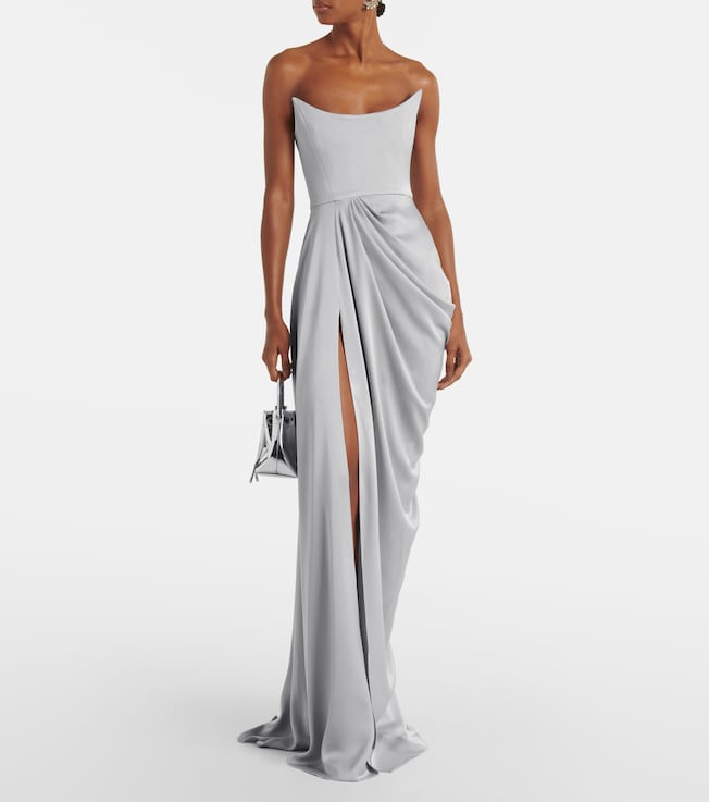 Alex Perry Draped satin crêpe bustier gown