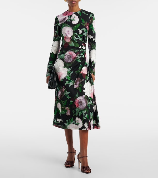 Erdem Draped floral midi dress