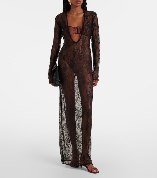 Adriana Degreas Sheer lace maxi dress