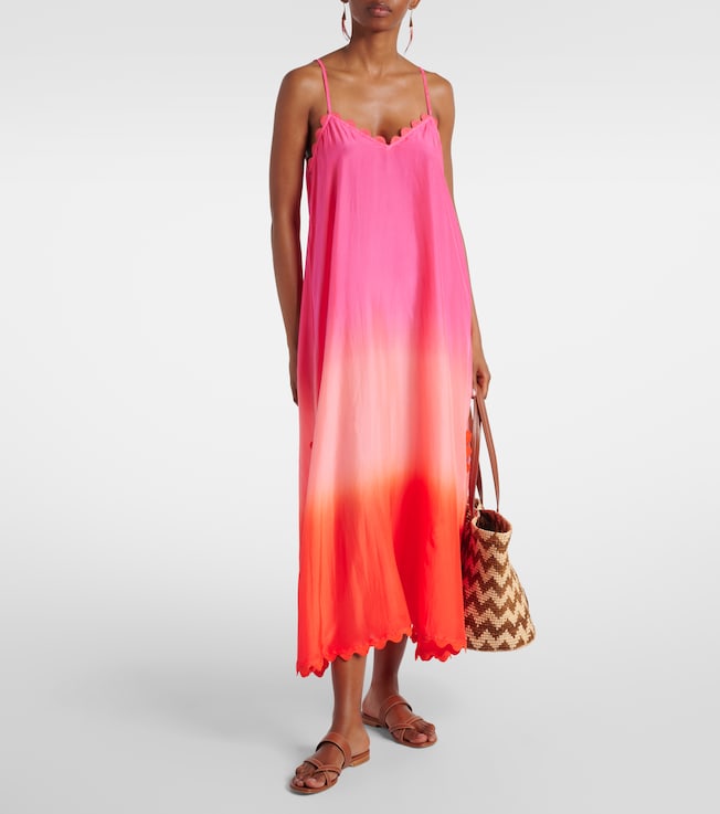 Juliet Dunn Scalloped silk slip dress