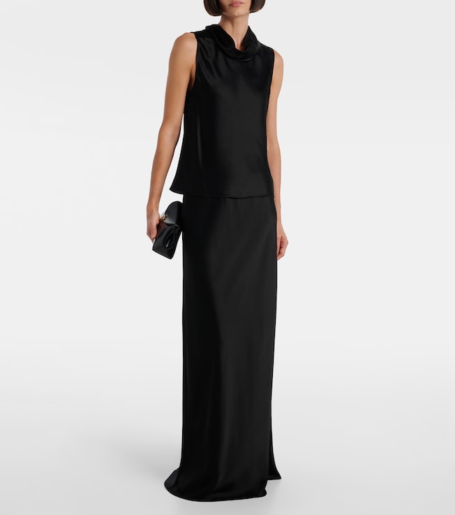 LESET Barb satin maxi skirt