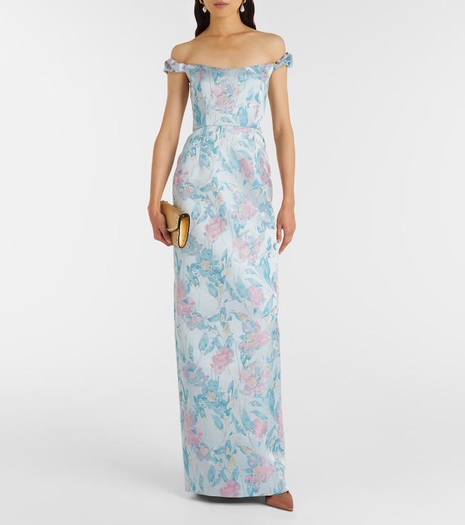 Markarian Yolanda floral off-shoulder brocade gown