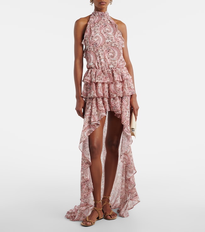 Bananhot Malena paisley ruffled asymmetric maxi dress