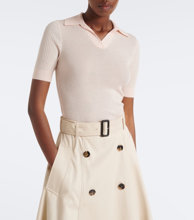 Burberry EKD ribbed-knit cashmere polo shirt