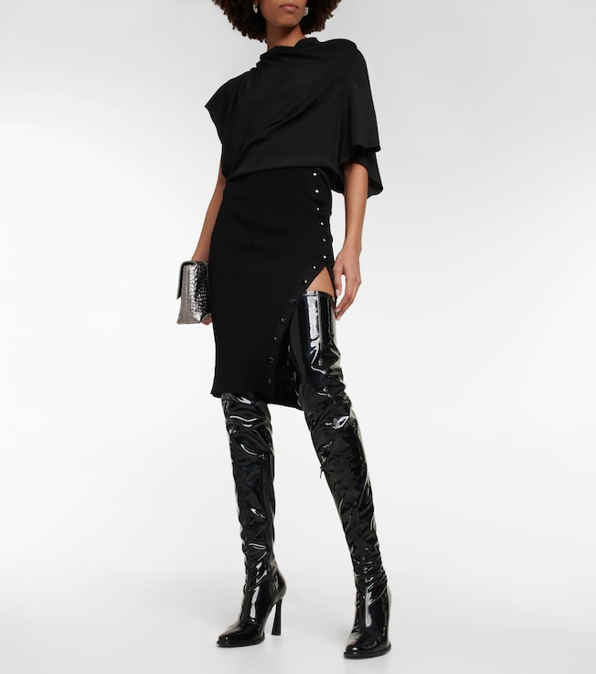 Petar Petrov Finn ribbed-knit silk pencil skirt