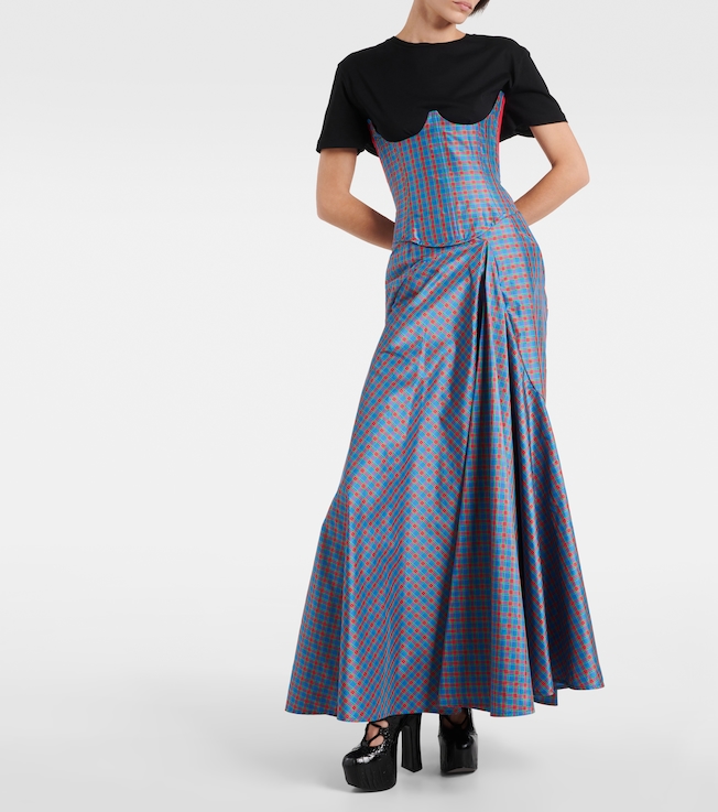 Vivienne Westwood Checked ruffled silk-blend maxi skirt