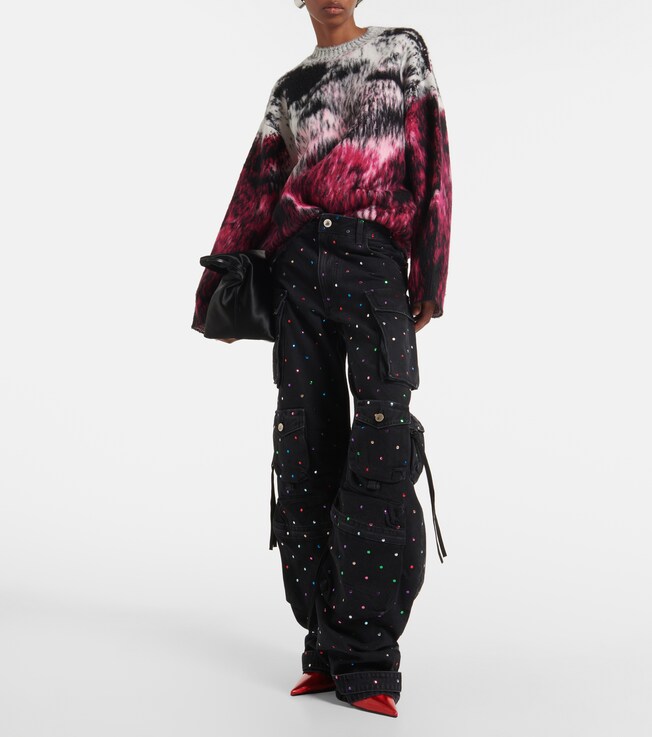 THE ATTICO Fern studded high-rise cargo jeans