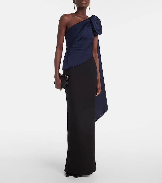 Roland Mouret Bow-detail draped taffeta gown