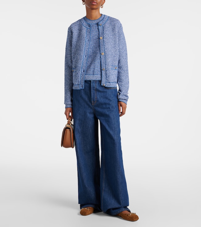 Gucci Double G knitted cotton-blend top