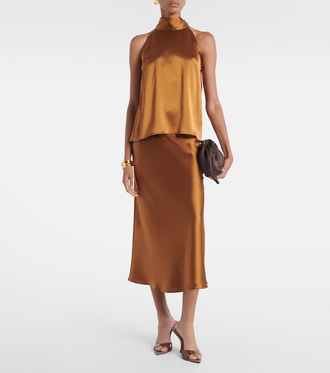 Galvan Valletta satin slip skirt