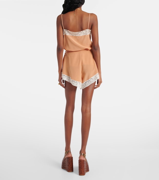 Chloé Chloé Lace-trimmed silk shorts