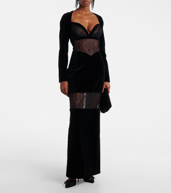 Nina Ricci Velvet and lace gown