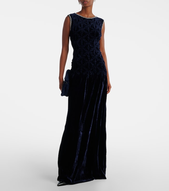 Costarellos Embellished velvet gown