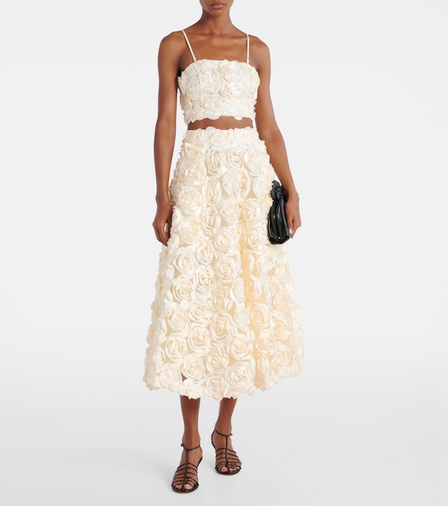 Rotate Floral-appliqué midi skirt