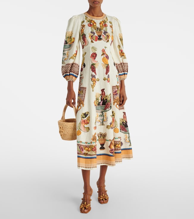 Alémais Mercado printed linen midi dress