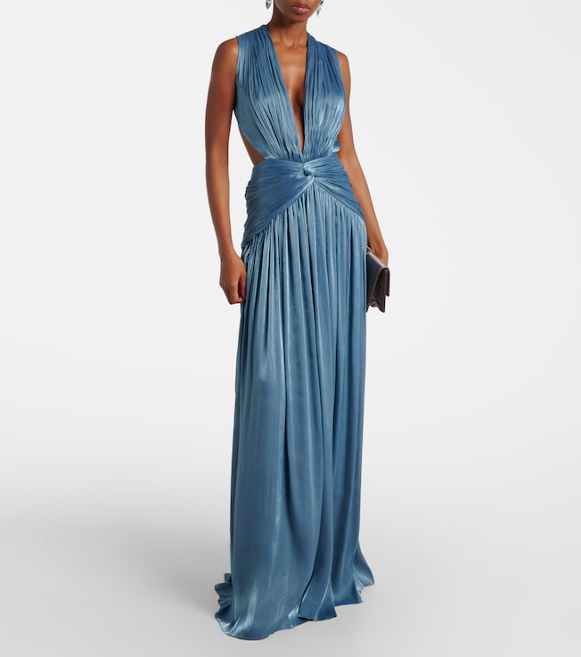 Costarellos Draped open-back jersey gown