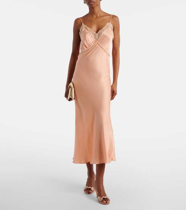 Poupette St Barth Luli lace-trimmed satin slip dress