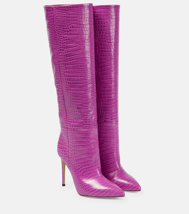 Paris Texas Croc-effect leather knee-high boots