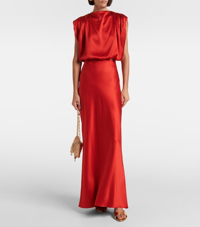 The Sei Gathered silk satin crop top