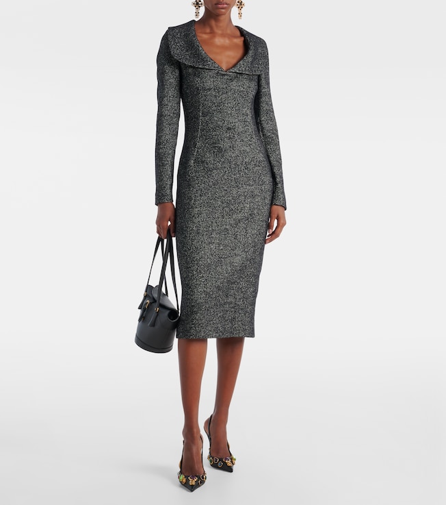 Dolce&Gabbana Herringbone wool-blend tweed midi dress
