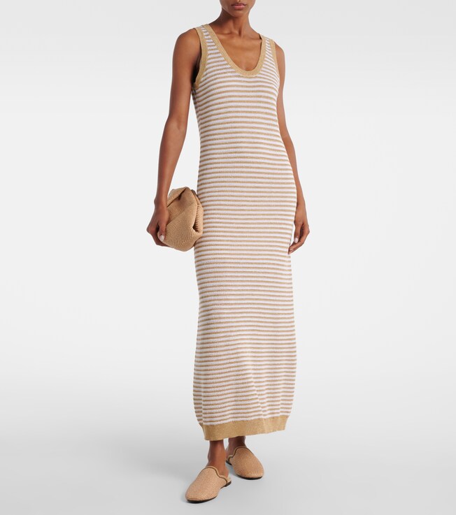 Brunello Cucinelli Striped knitted maxi dress