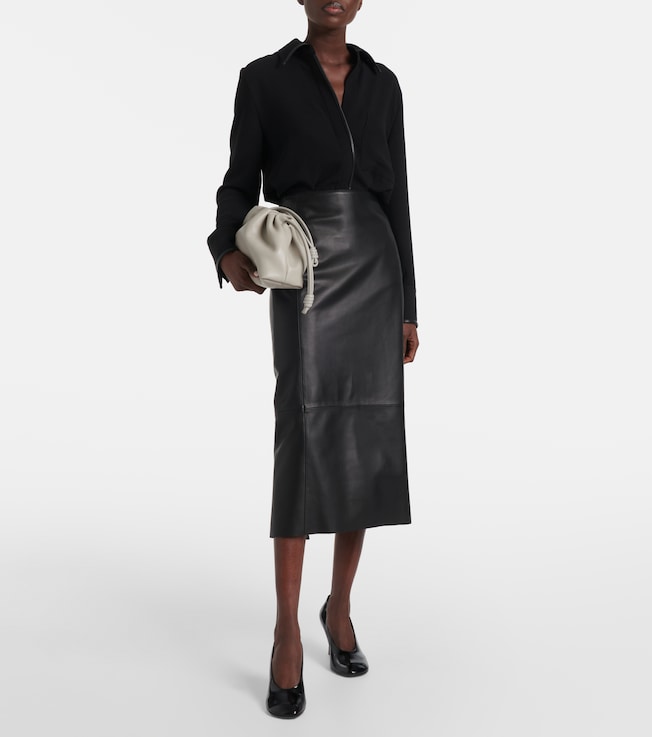 Vince Faux leather-trimmed shirt