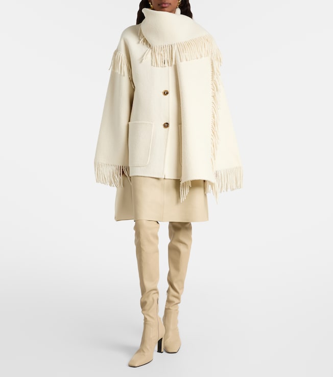 TOTEME Fringed wool-blend scarf jacket