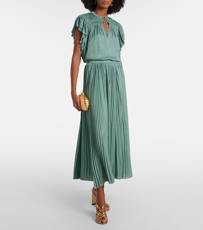 Ulla Johnson Agosta plissé satin top 