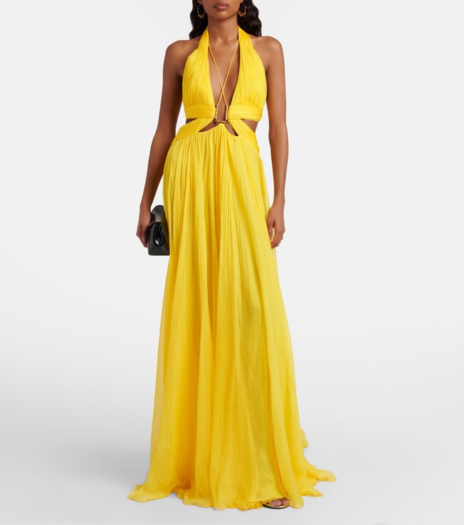ROBERTO CAVALLI Cutout silk chiffon gown