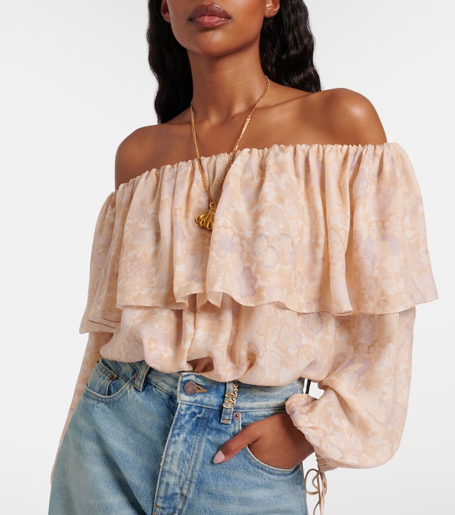 Chloé Floral silk charmeuse top