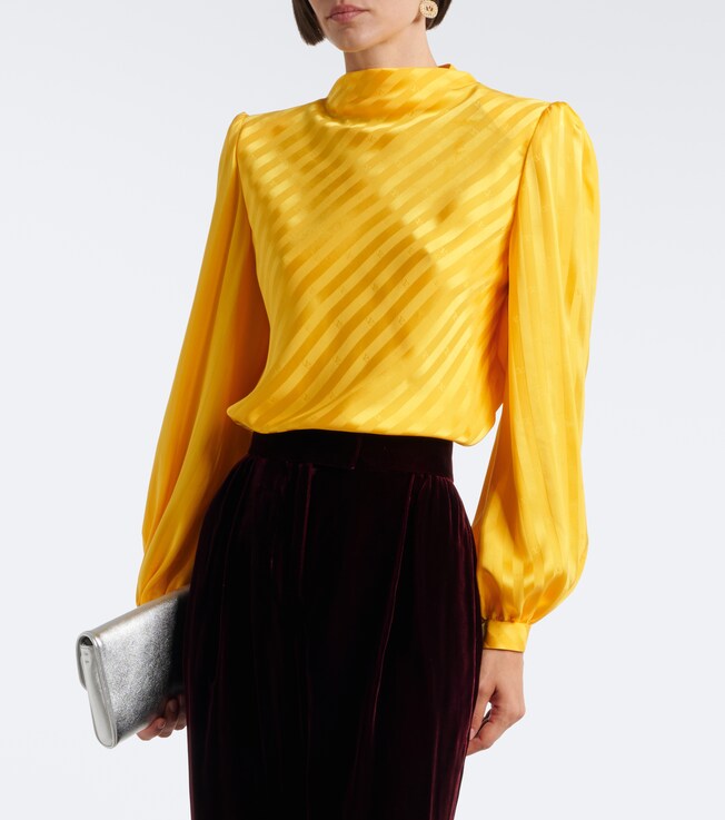 Valentino VLogo striped silk jacquard blouse