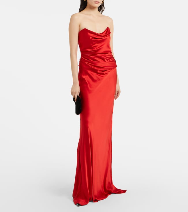 The Sei Draped silk satin corset gown