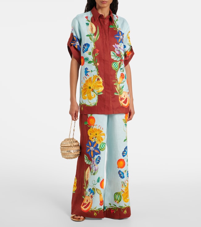 Alémais Dahlia floral linen shirt