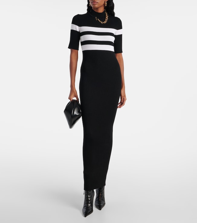 Jean Paul Gaultier Striped jersey maxi dress